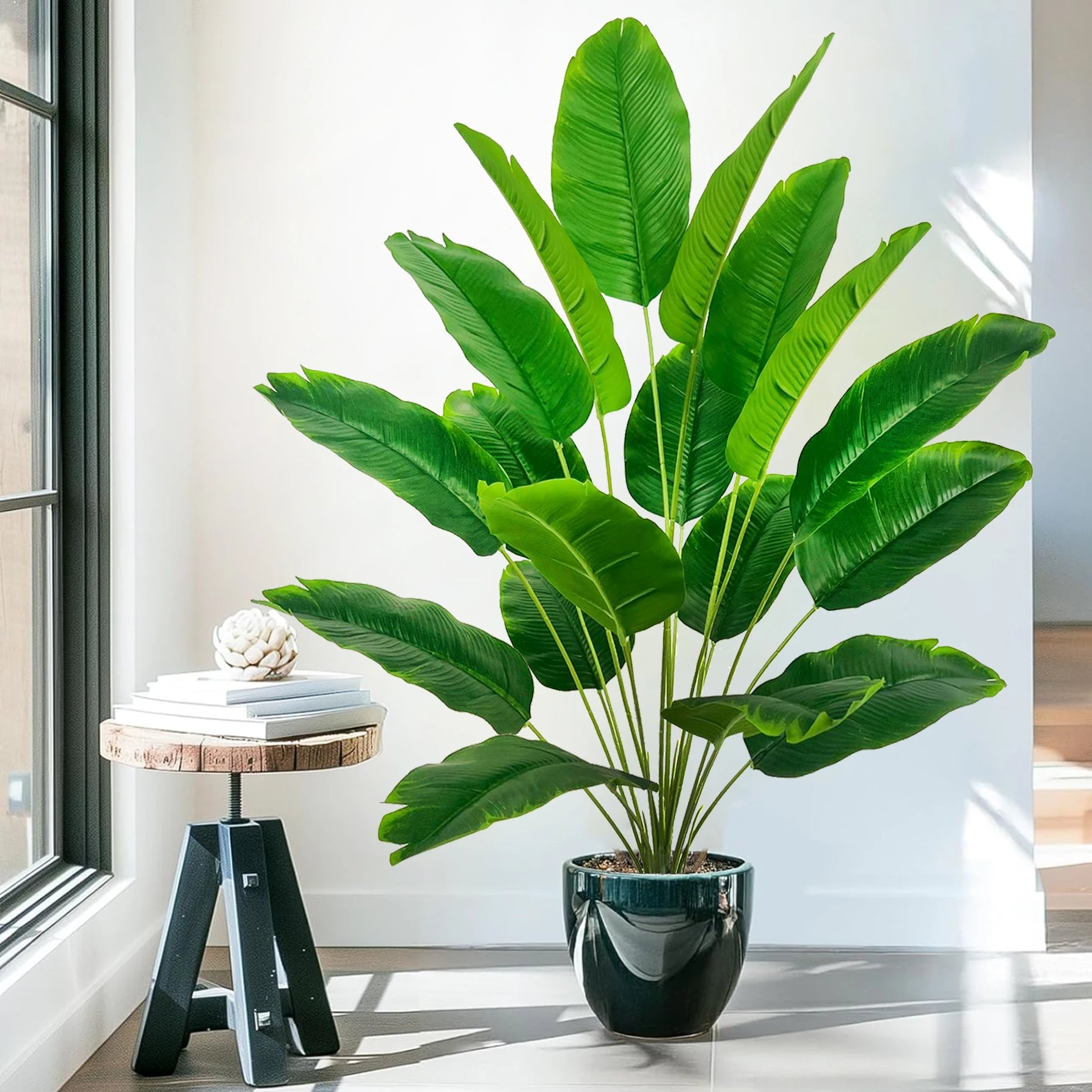 Large Artificial Tropical Palm Tree Banana Plant Real Touch Strelitzia Reginae Fake Plant for Home Garden Decor