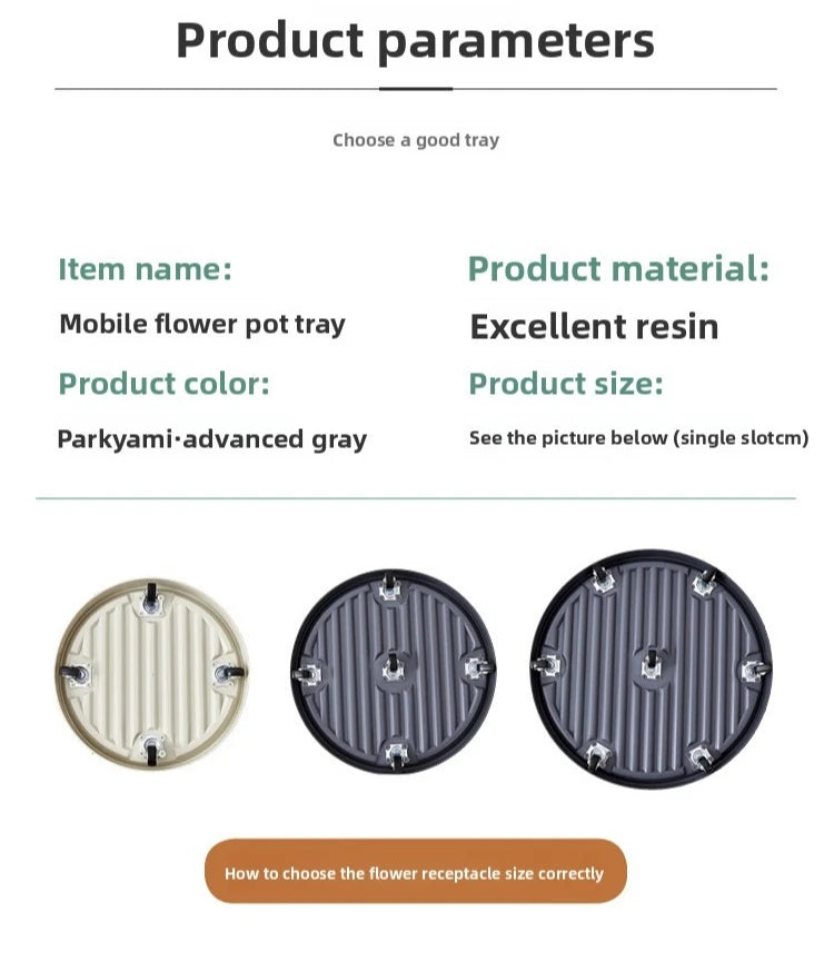 ABS Thicken Flowerpot Tray Bottom Pad Plastic Stable Universal Mobile Tray Universal Wheel Bottom Support Flowerpot Base Garden