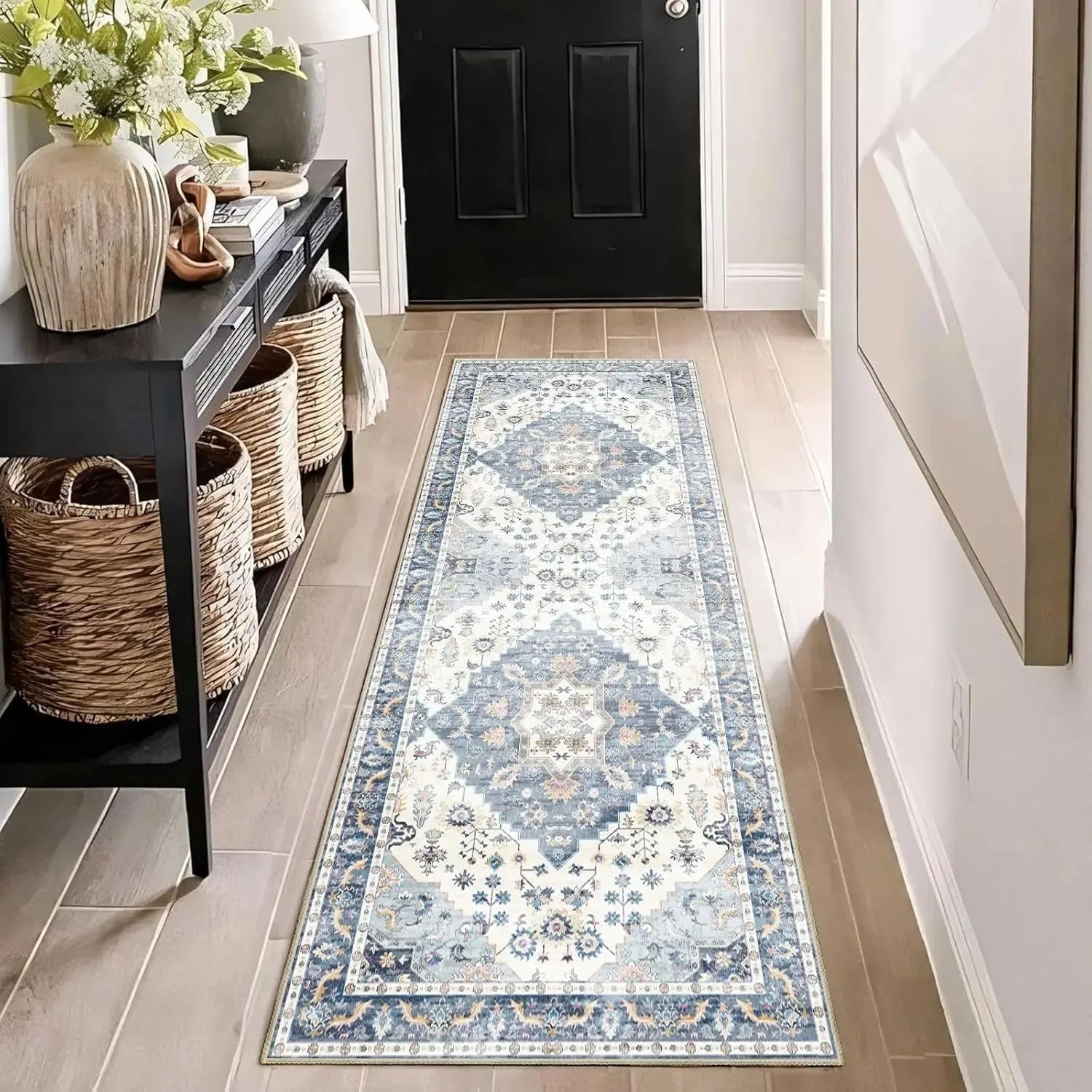 Vintage Bohemian Rug Stain Resistant Non Slip Bedroom Bedside Hallway Entrance Carpet Home Decor