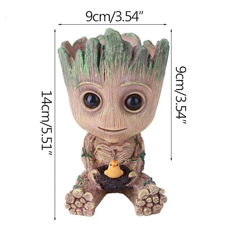 Mini Groot Figurine Home Decor Cartoon Tree Man Desk Ornament Creative Plant Holder Gift