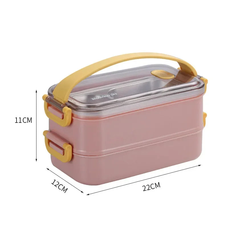 304 Stainless Steel Thermal Lunch Box Single Double Layer Bento Food Container Leakproof Office School Use