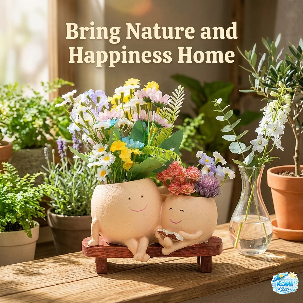 Cute Cartoon Resin Succulent Planter with Drainage Hole