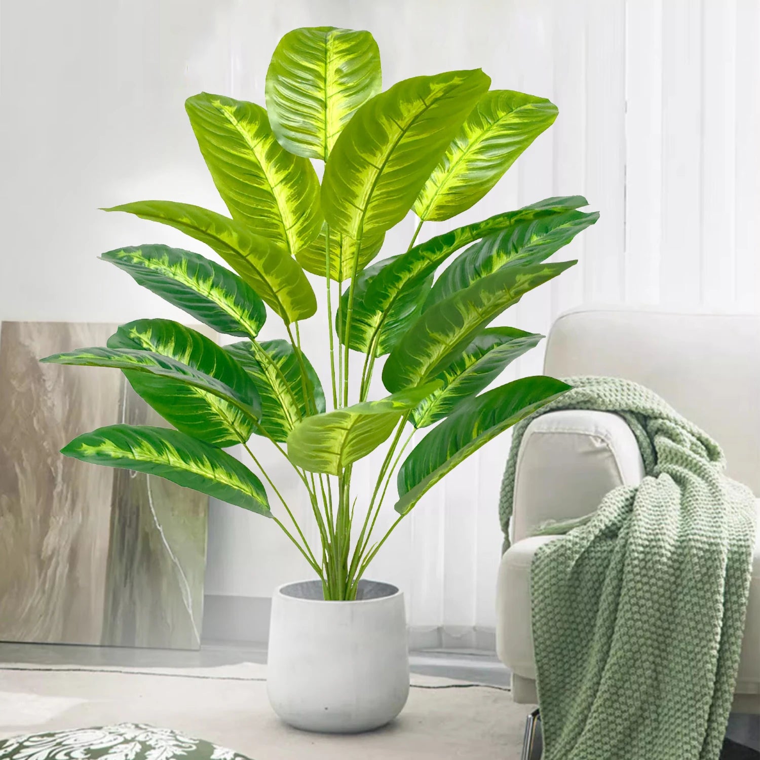 Large Artificial Tropical Palm Tree Banana Plant Real Touch Strelitzia Reginae Fake Plant for Home Garden Decor