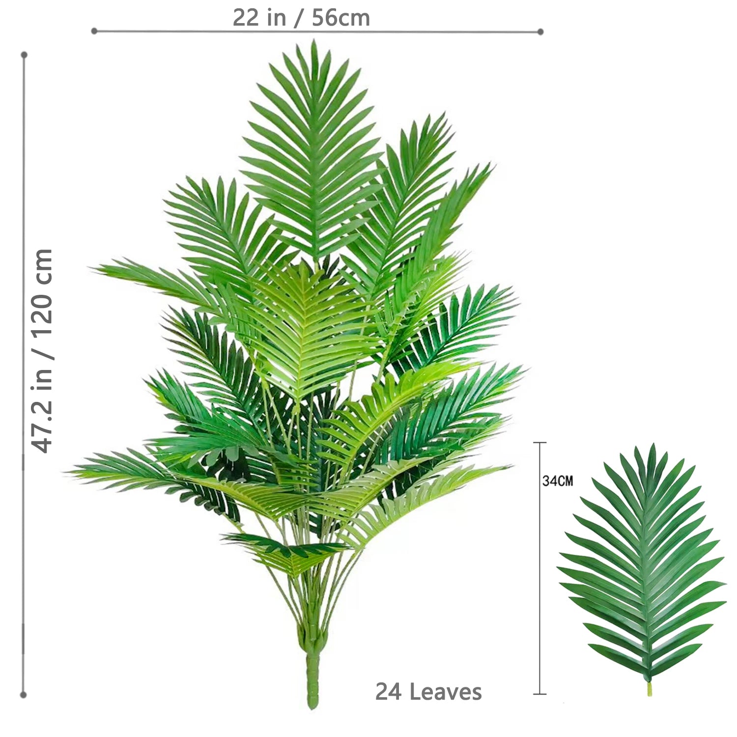 Artificial Palm Tree Decorative Leaves Tropical Fake Plant for Home and Garden Decoration