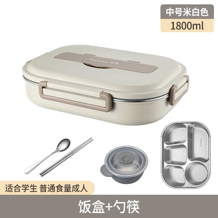 Stainless Steel Kids Lunch Box Compartment Bento Container Insulated Food Storage with Bag for School