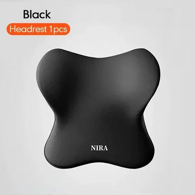 Memory Foam Car Lumbar and Neck Support Cushion Set Ergonomic Back and Headrest Pillow