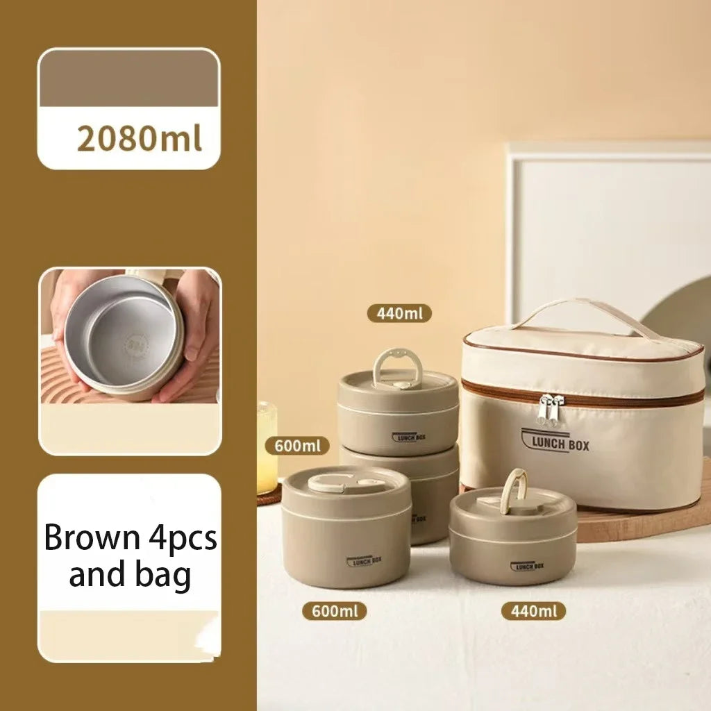 304 Stainless Steel Insulated Lunch Box Stackable Leakproof Bento Container Microwave Safe Food Storage