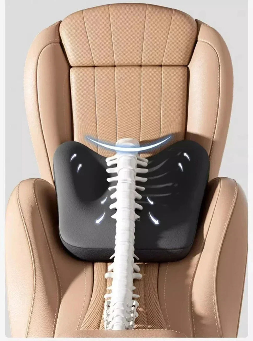 Memory Foam Car Lumbar and Neck Support Cushion Set Ergonomic Back and Headrest Pillow