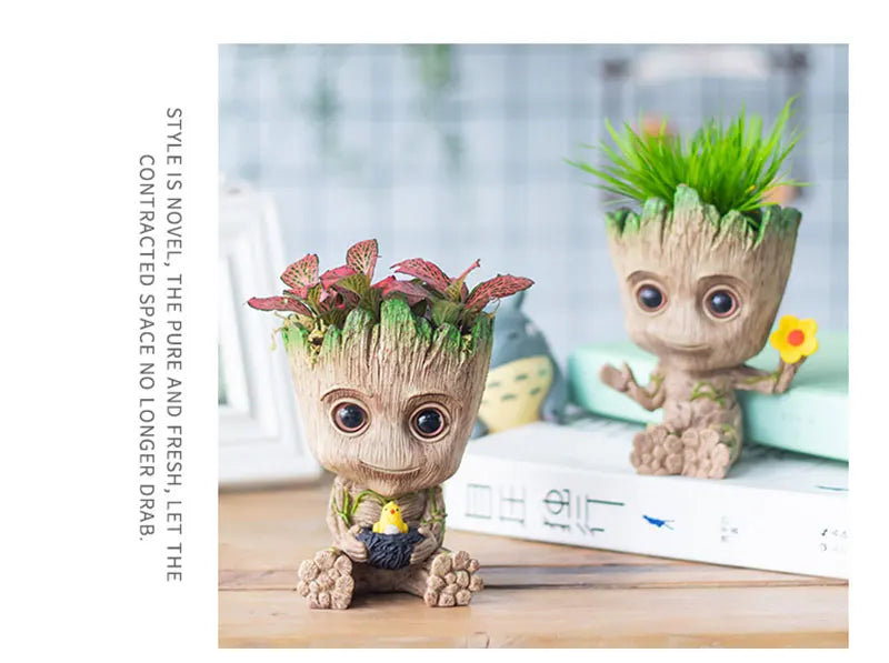 Mini Groot Figurine Home Decor Cartoon Tree Man Desk Ornament Creative Plant Holder Gift