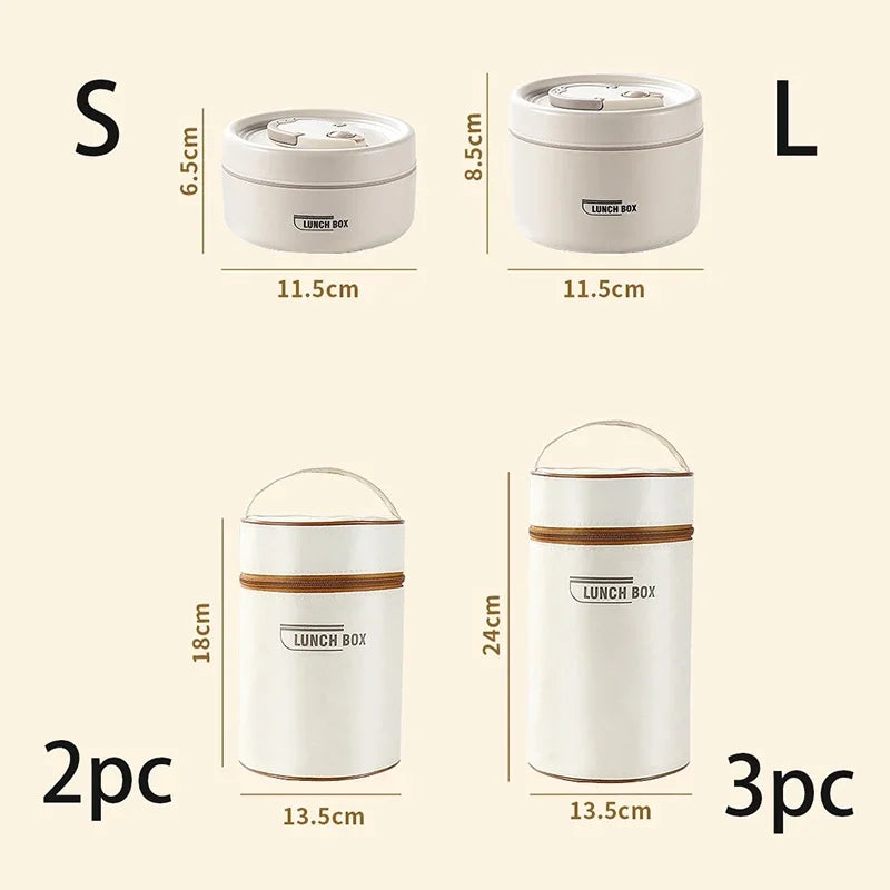 304 Stainless Steel Insulated Lunch Box Stackable Leakproof Bento Container Microwave Safe Food Storage