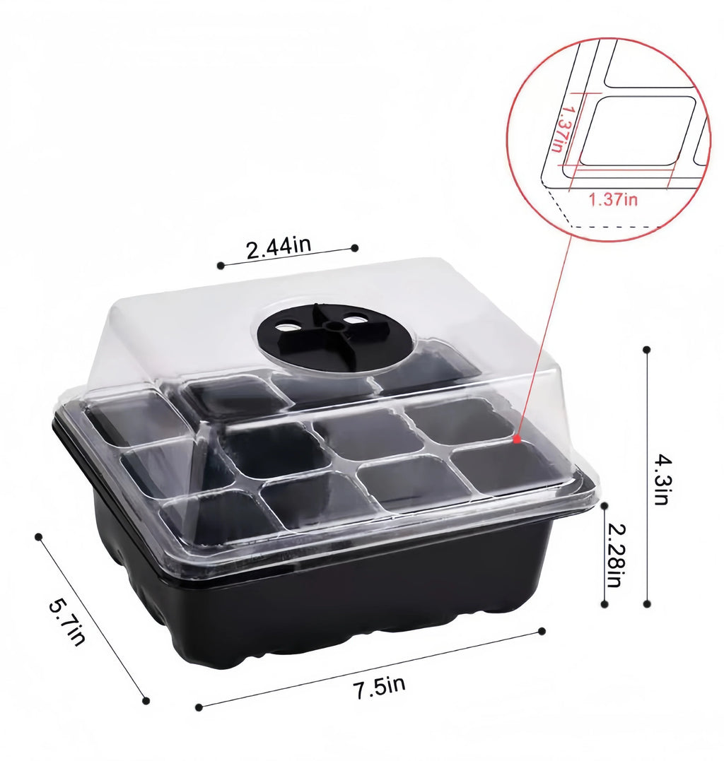Seed Starter Tray Seedling Kit with Humidity Dome and Base Indoor Mini Greenhouse