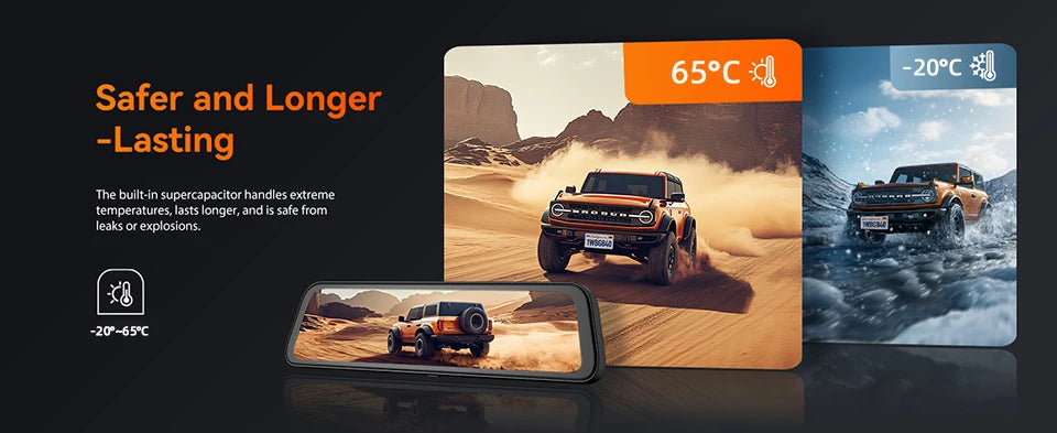 Acceo 4K Dashcam 9.66'' Touch Screen Car Mirror Video Recorder Support 2.5K Rear View Camera WIFI GPS ADAS Dash Camera Black Box