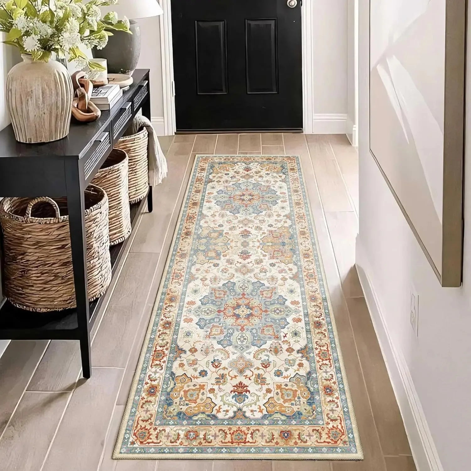 Vintage Bohemian Rug Stain Resistant Non Slip Bedroom Bedside Hallway Entrance Carpet Home Decor
