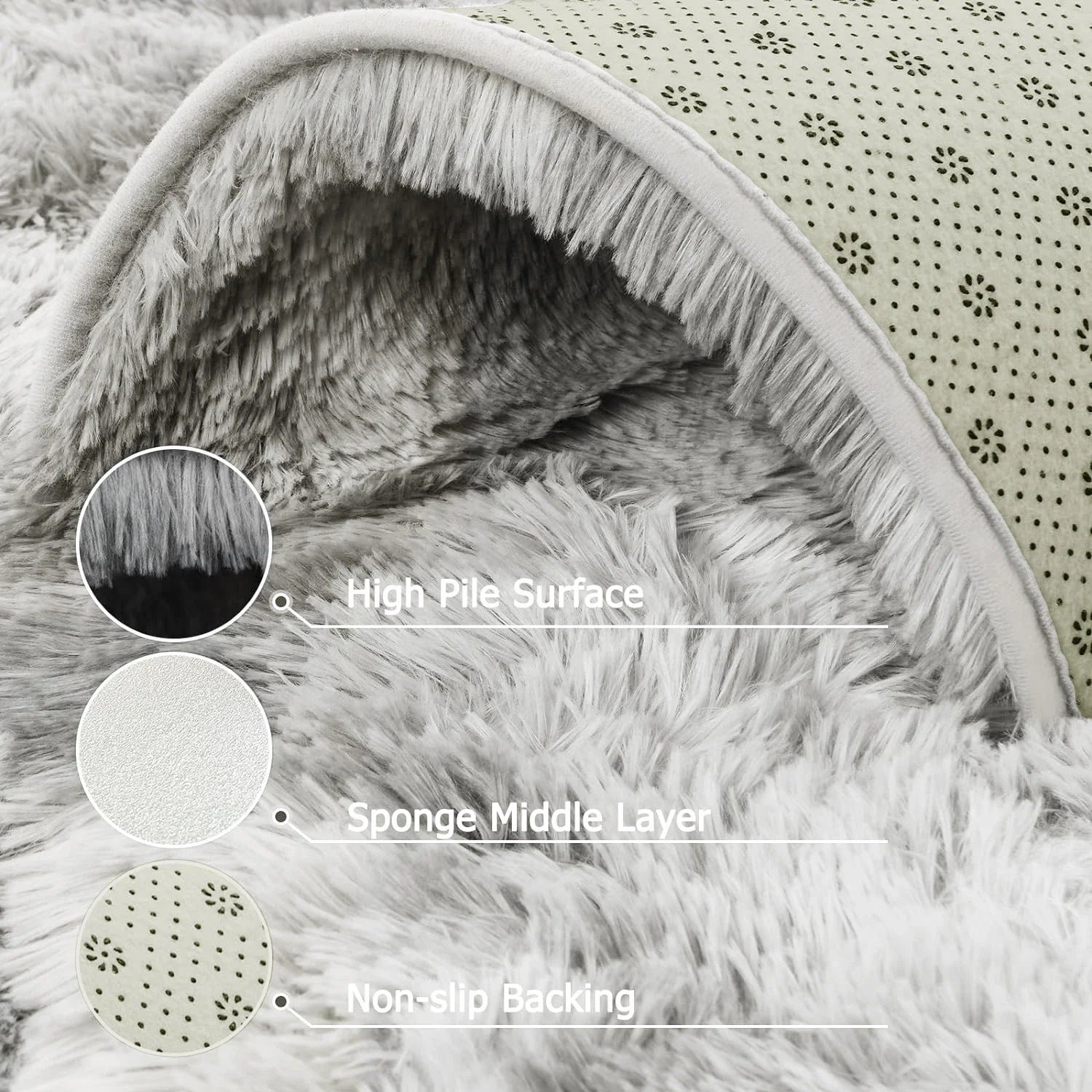 VIKAMA Soft And Fluffy Area Rug, Non-Slip Shaggy Carpet, Ideal For Bedrooms, Living Rooms, And Children's Rooms As Home Decor