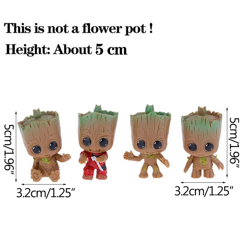Mini Groot Figurine Home Decor Cartoon Tree Man Desk Ornament Creative Plant Holder Gift