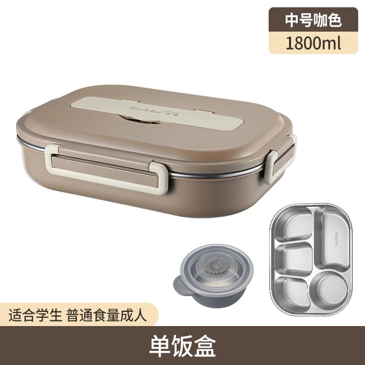 Stainless Steel Kids Lunch Box Compartment Bento Container Insulated Food Storage with Bag for School