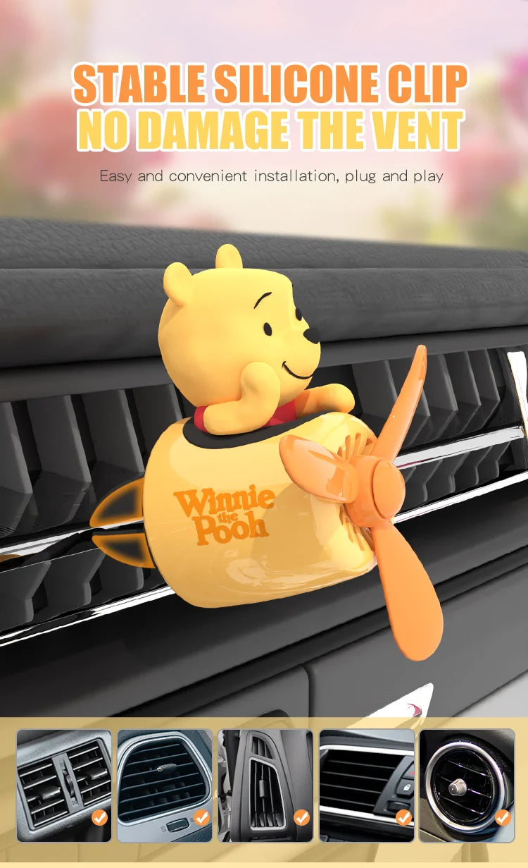 Winnie the Pooh Pilot Car Air Freshener Cute Cartoon Vent Clip Fragrance Diffuser Interior Decoration