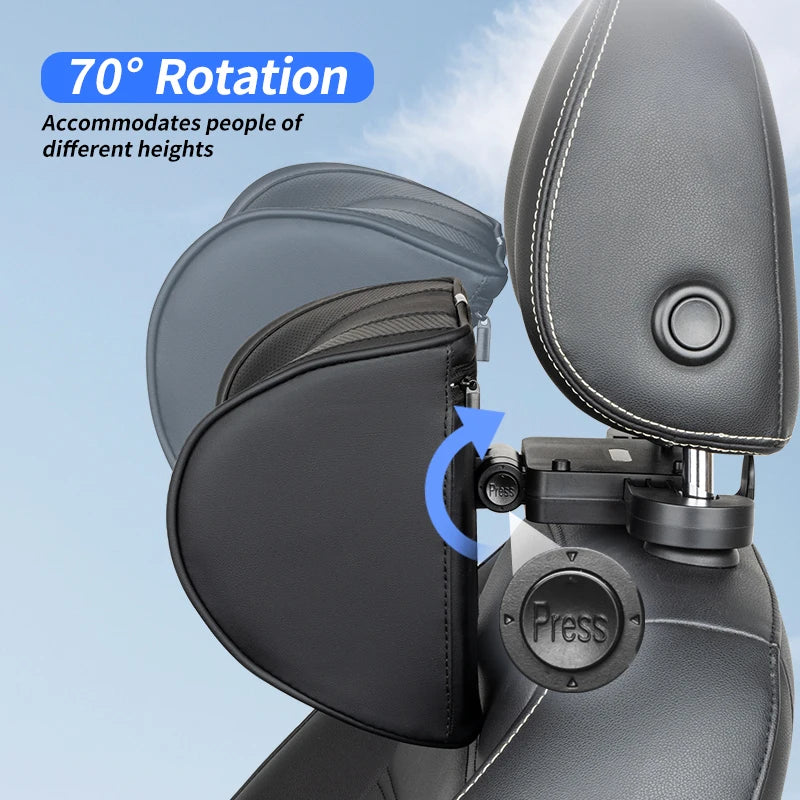 Leather Car Headrest Pillow Memory Foam Neck Support Cushion Adjustable Auto Accessory