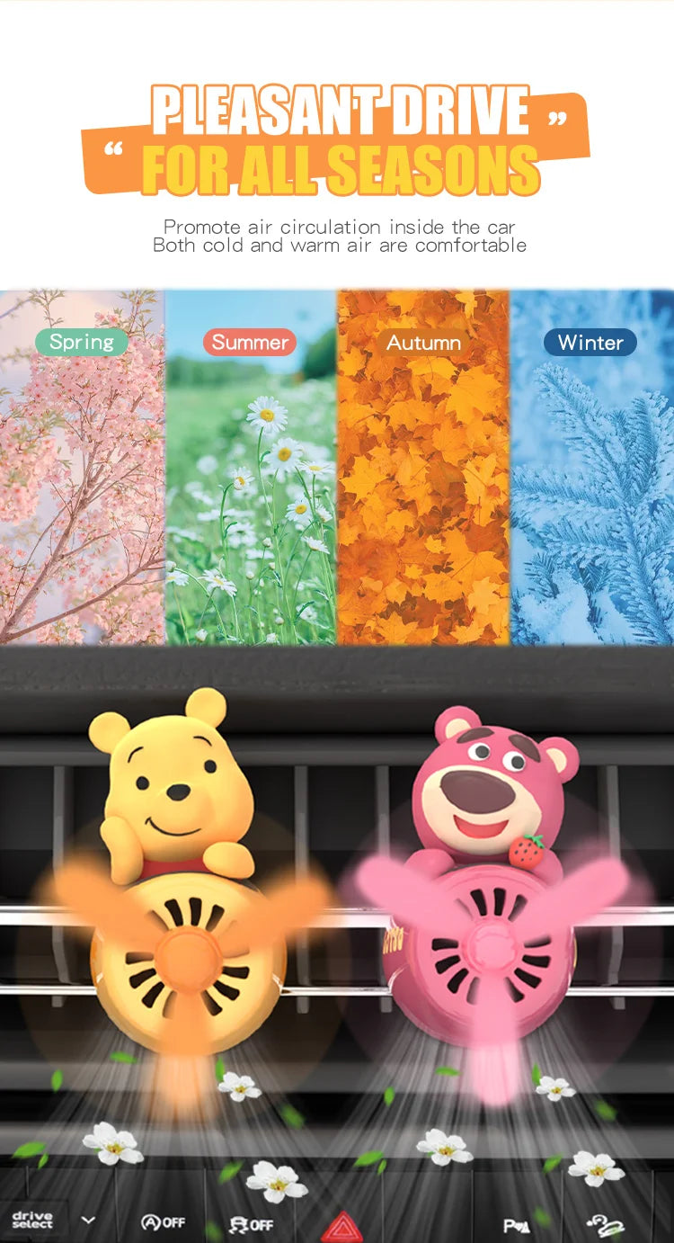 Winnie the Pooh Pilot Car Air Freshener Cute Cartoon Vent Clip Fragrance Diffuser Interior Decoration
