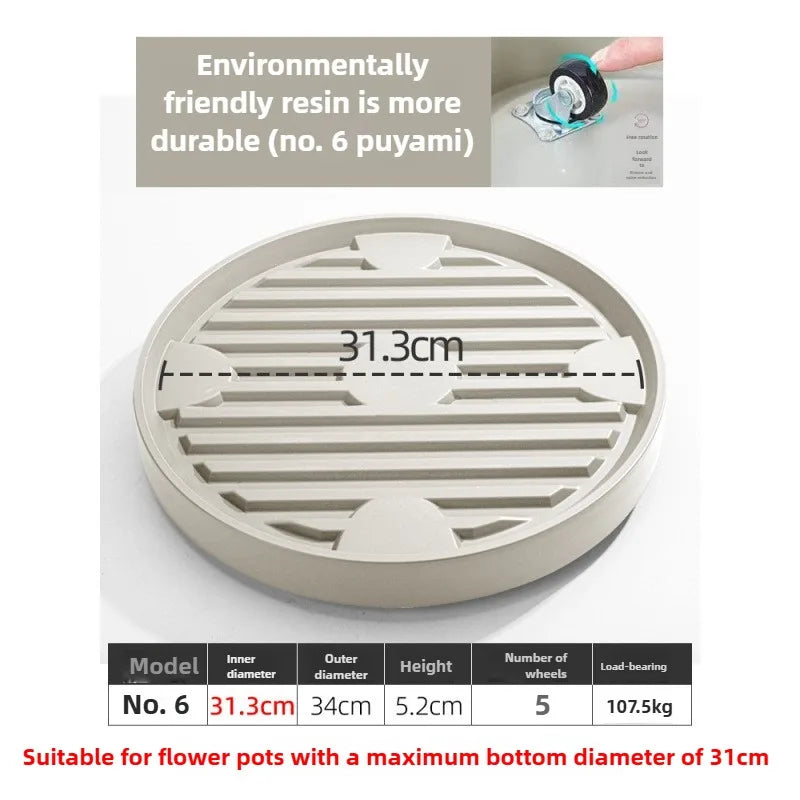 ABS Thicken Flowerpot Tray Bottom Pad Plastic Stable Universal Mobile Tray Universal Wheel Bottom Support Flowerpot Base Garden