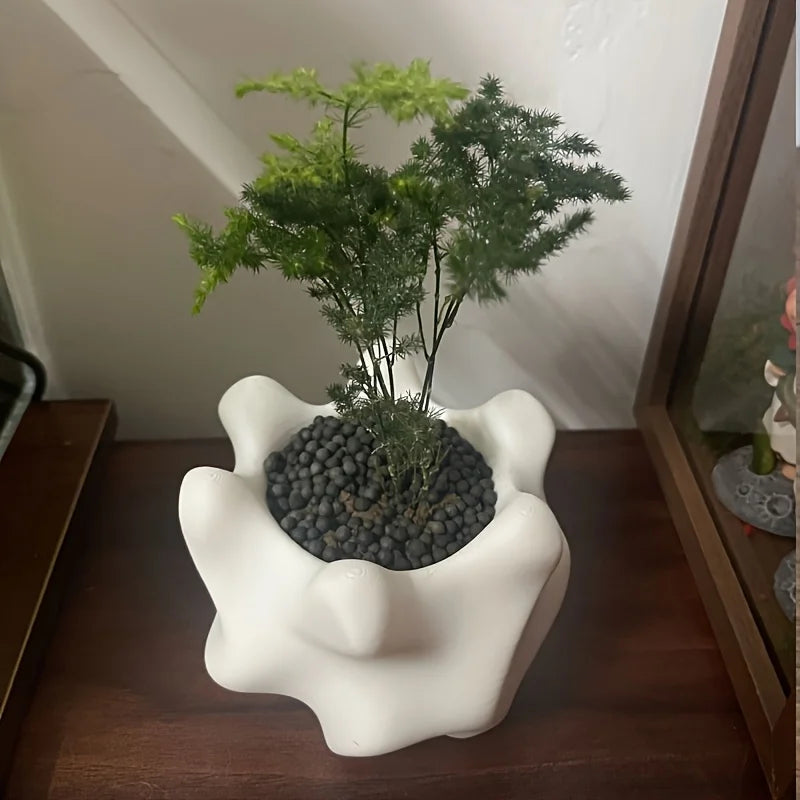 Modern Retro Geometric Indoor/Outdoor Planter Pot with Drainage Hole - Irregular Shaped Plant Pot,Suitable for Succulents