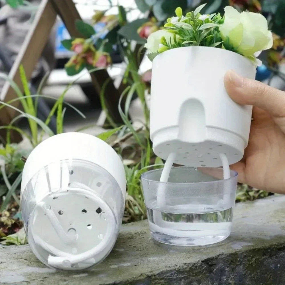 Self-Watering Plant Pots Set (5 or 10 Pack) – Double-Layer Hydroponic Flower & Succulent Planters for Home & Office Décor
