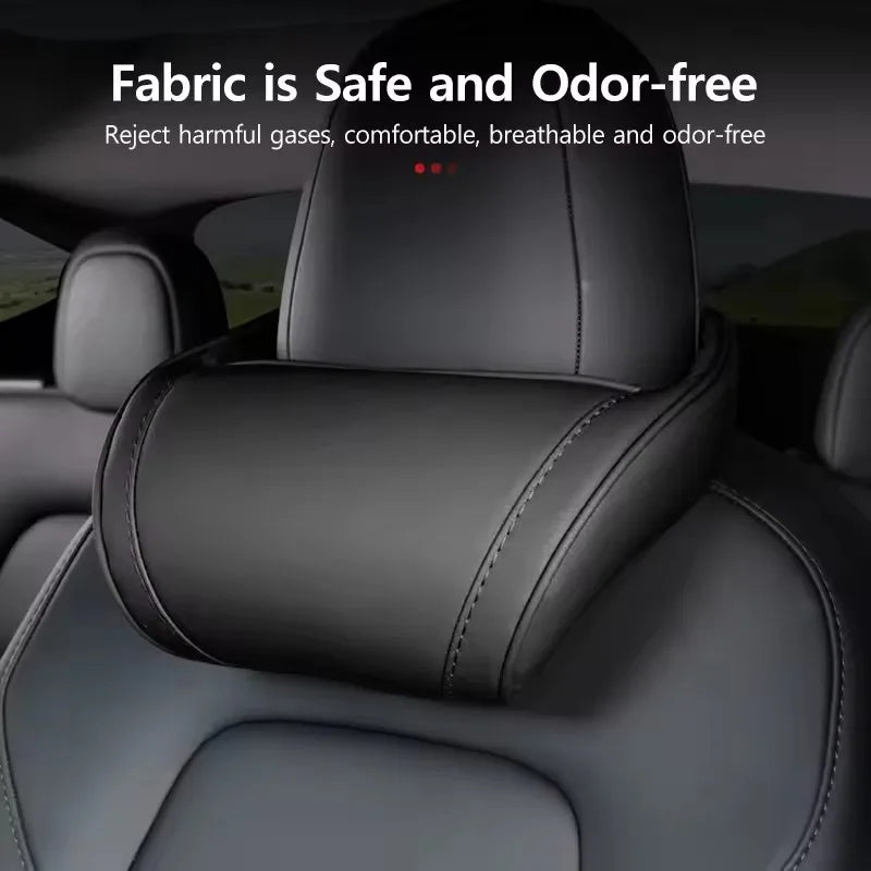Oulex Seat Headrest Neck Pillow for Tesla Model 3/Y Juniper 19-25 Car Neck Support Pillow Nappa Leather Seat Headreck Car Access
