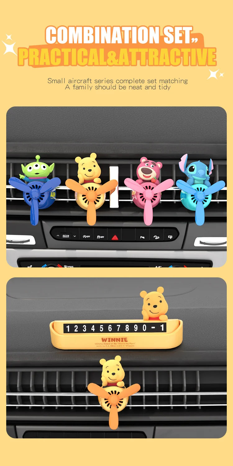 Winnie the Pooh Pilot Car Air Freshener Cute Cartoon Vent Clip Fragrance Diffuser Interior Decoration