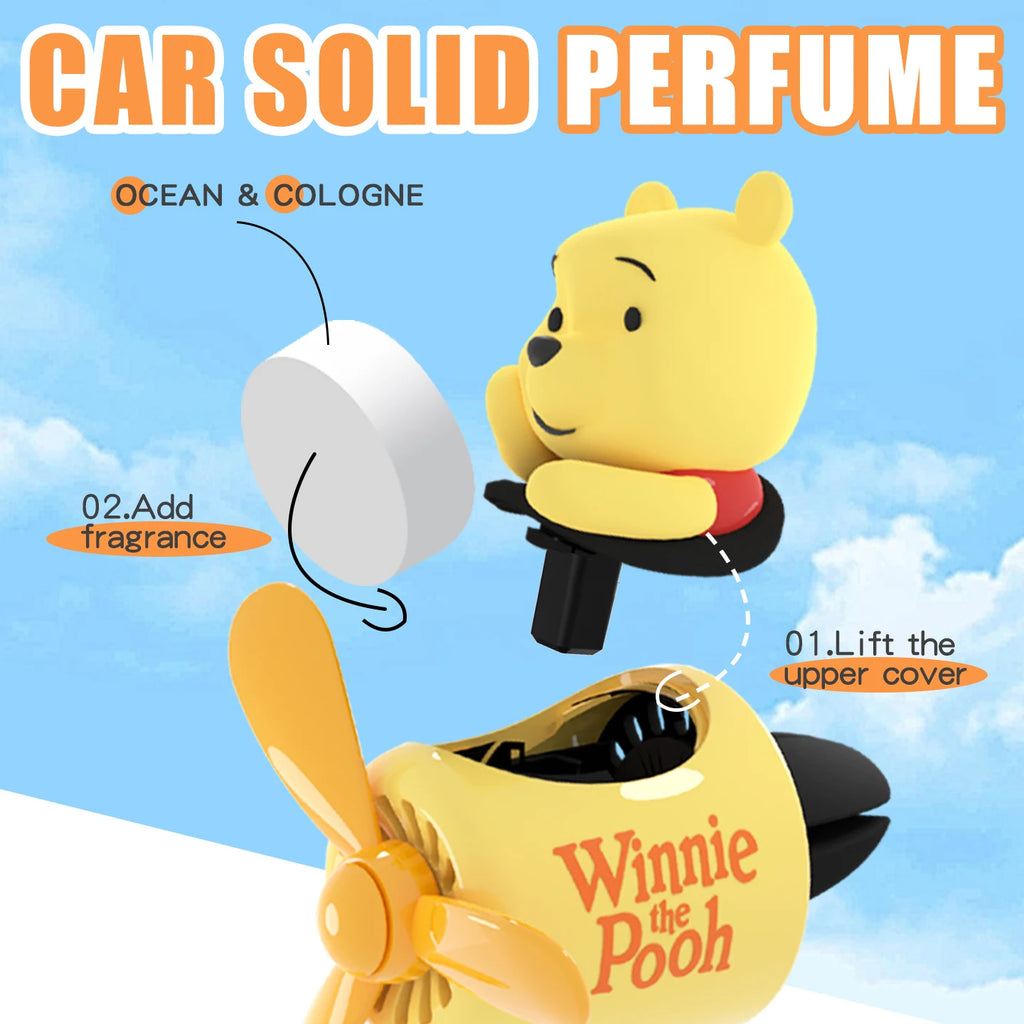 Winnie the Pooh Pilot Car Air Freshener Cute Cartoon Vent Clip Fragrance Diffuser Interior Decoration