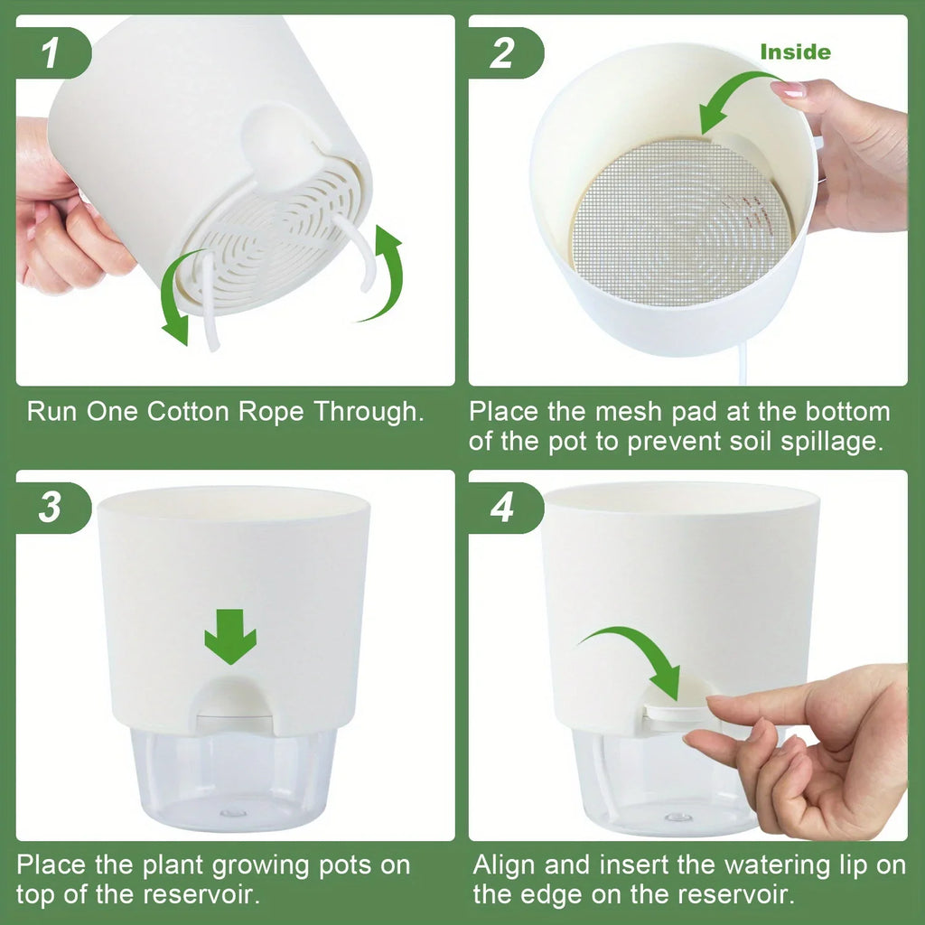 Self-Watering Plant Pots Set (5 or 10 Pack) – Double-Layer Hydroponic Flower & Succulent Planters for Home & Office Décor