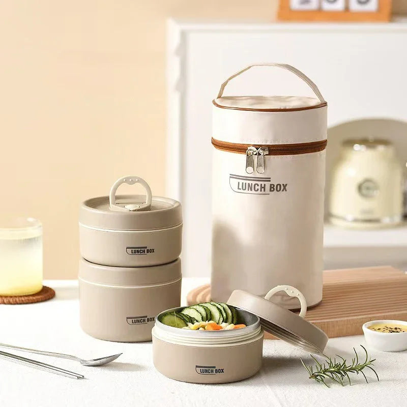 304 Stainless Steel Insulated Lunch Box Stackable Leakproof Bento Container Microwave Safe Food Storage