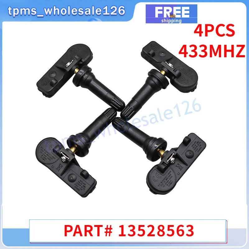 TPMS Tire Pressure Sensor 433MHz Set of 4 for Chevrolet Silverado GMC Sierra 2019 to 2021