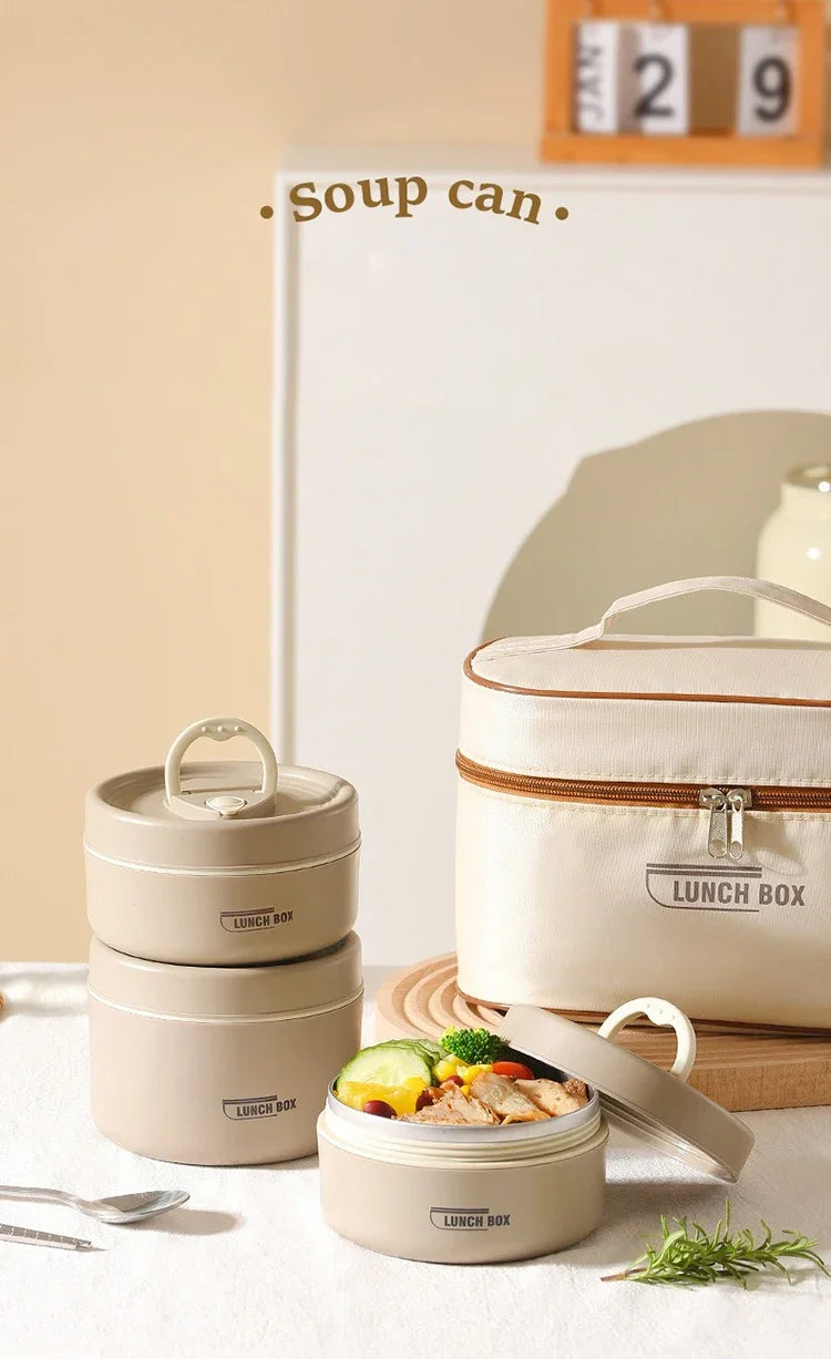 304 Stainless Steel Insulated Lunch Box Stackable Leakproof Bento Container Microwave Safe Food Storage