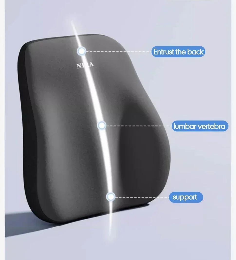 Memory Foam Car Lumbar and Neck Support Cushion Set Ergonomic Back and Headrest Pillow