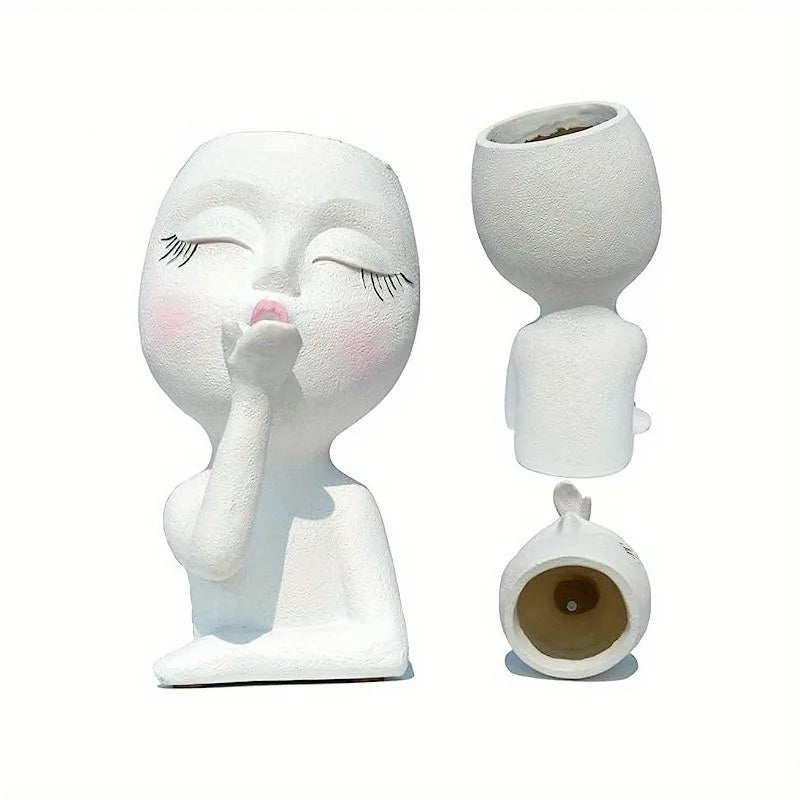 Creative Doll Resin Flower Pot Human Head Succulent Planter