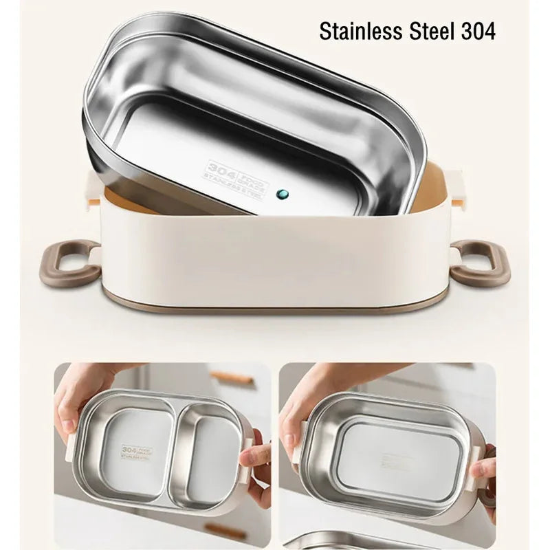 1500ml Double Layer Stainless Steel Thermal Lunch Box Leak Proof Bento Food Container with Insulated Carry Bag for Adults and Students