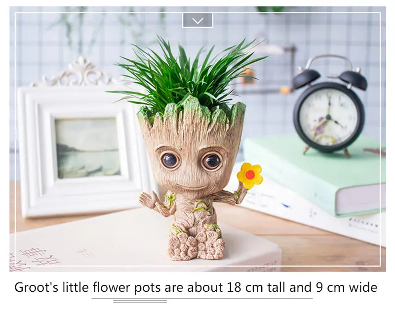 Mini Groot Figurine Home Decor Cartoon Tree Man Desk Ornament Creative Plant Holder Gift