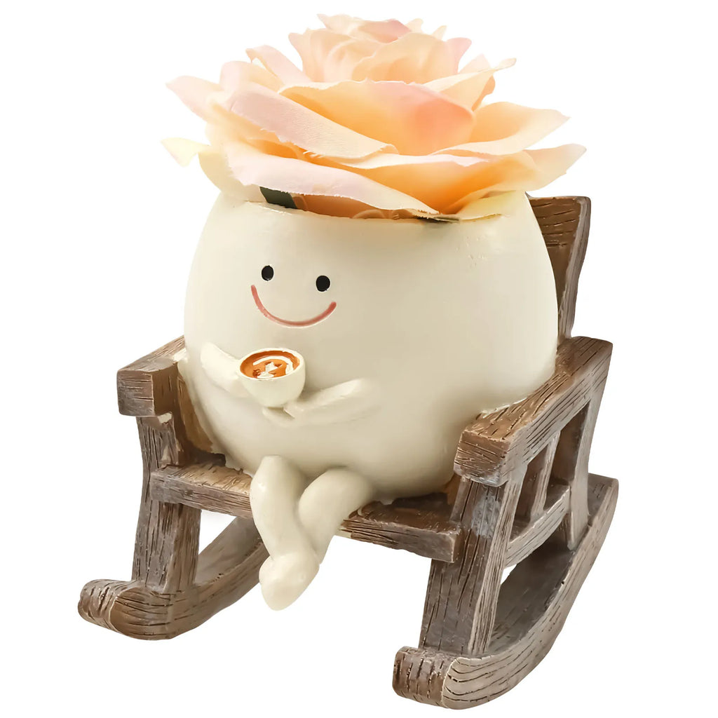 Smile Face Planter for Indoor Plant Rocking Chair Plant Pot with Drainage Hole Funny Small Pot for Indoor Outdoor Home Decor New