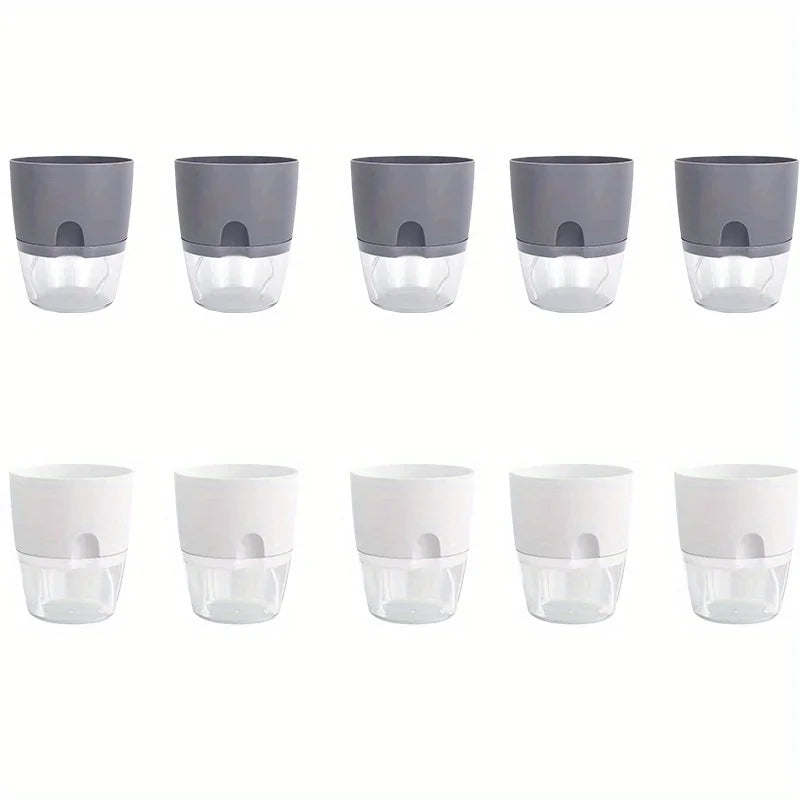 Self-Watering Plant Pots Set (5 or 10 Pack) – Double-Layer Hydroponic Flower & Succulent Planters for Home & Office Décor