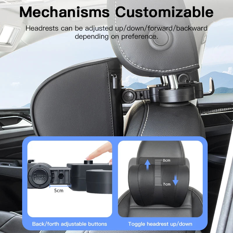 Leather Car Headrest Pillow Memory Foam Neck Support Cushion Adjustable Auto Accessory