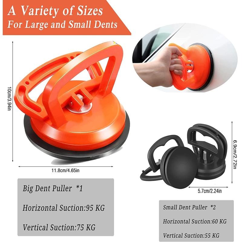 3-Piece Dent Puller Kit — Suction Cup Car Body Repair