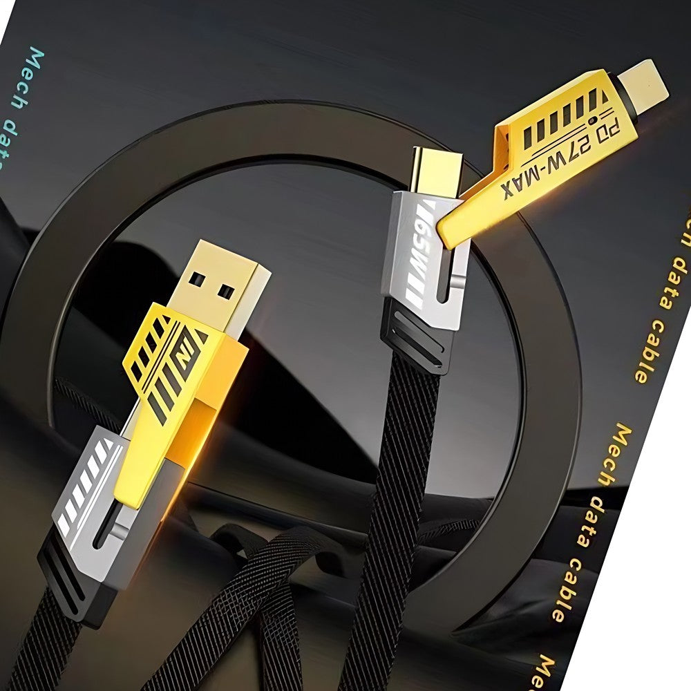 4-in-1 Fast Charging Cable – 27W PD Multi-Device USB Charging Cable with Type-C & Lightning Connectors