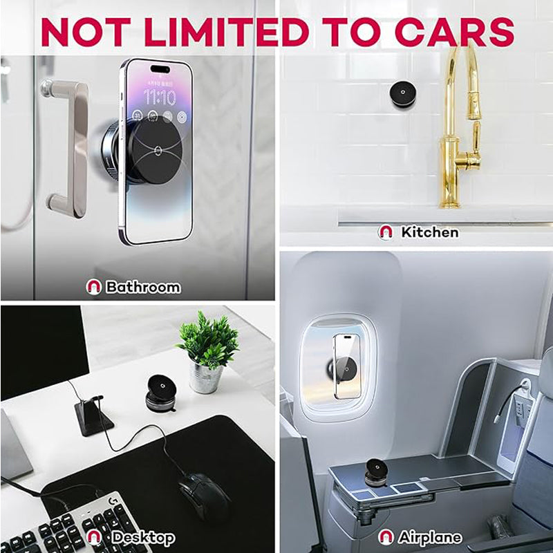 360° Adjustable Car Phone Holder — Vacuum Suction with 20× Magnets