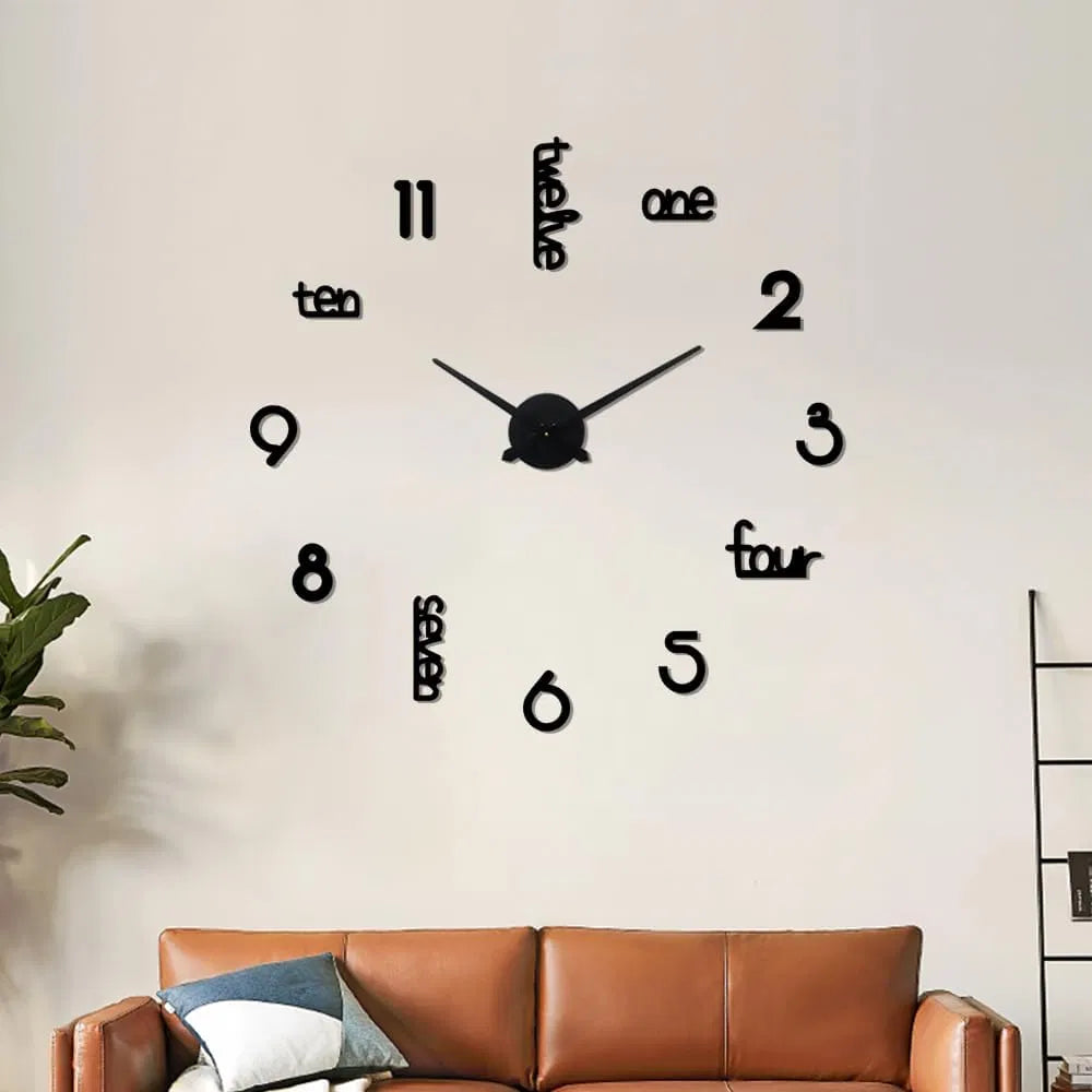 Art Deco Silent Wall Clock — Large Acrylic Decorative Design